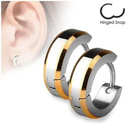 Order & Smile Schmuck Klappcreolen Basic Creolen: Edelstahl Klappcreolen Ohrringe bicolor