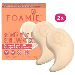 FOAMIE Feste Duschseife Foamie Feste Seife Duschgel, Reisegröße, Papaya & Hafermilch, 2x20g, Plastikfrei, Vegan, ohne Silikone, Parabene, Sulfate beige
