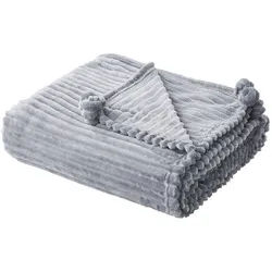 Beliani Decke Grau Kaweri 150/200 cm , Textil , 150x200 cm , Heimtextilien, Wohntextilien, Decken