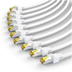Primewire LAN-Kabel, CAT.7, RJ-45 (Ethernet) (50 cm), Gigabit Ethernet S/FTP Netzwerkkabel, 10000 Mbit/s, Patchkabel - 0,5m weiß