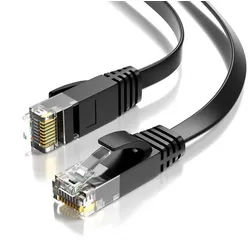 JAMEGA CAT 6 Patchkabel Flach, RJ45 LAN Kabel Ethernet Netzwerkkabel LAN-Kabel, CAT.6, RJ-45 Stecker (Ethernet) (25 cm) schwarz