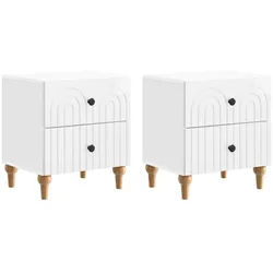 vidaXL Nachttisch 43 x 34,5 x 48 cm Nachttisch 2er Set Nachtschrank Hochglanz Weiß 43x34 weiß