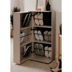Furn.Design Schuhschrank Logu (Kommode in Samt, ausklappbar, 50 x 110 cm) bis 12 Paar Schuhe braun