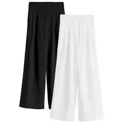 Next Dehnbund-Hose 2er-Pack Hosen mit Bundfalten + weitem Bein (2-tlg) schwarz W33 x L33 Inch
