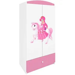 Raumhirsch Furniture Kinderkleiderschrank mit liebevollen Motiven - Kleiderschrank für Kinder (Kinderzimmerschrank für Mädchen, Mit Ablagefächern & Kleiderstange) hochwertige Verarbeitung, sanfte Farben, verschiedene Designs rosa