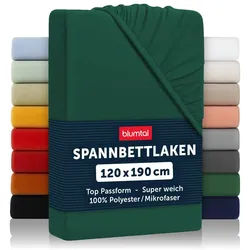 Blumtal Spannbettlaken 2er-Set 120/190/30 cm Dunkelgrün , Textil , Uni , 120x190 cm , Oeko-Tex® Standard 100 , Heimtextilien, Bettwäsche & Leintücher, Leintücher, Bettlaken