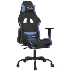 vidaXL Gaming-Stuhl, Gamer Stuhl mit Fußstütze Schwarz und Blau Stoff