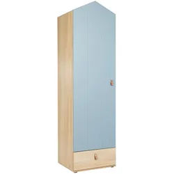 arthur berndt Kleiderschrank Roofy 1-türig , Salbeigrün, Eichefarben , Kunststoff , 3 Fächer , 56x200x51 cm , Blauer Engel, Hergestellt in Deutschland , Babymöbel & Kindermöbel, Babyzimmer, Babykleiderschränke