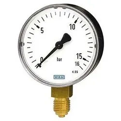 Buderus Röhrenfeder-Manometer, mit zwei Skalen, d. 100mm, 1/2", 0-10 bar 81188605