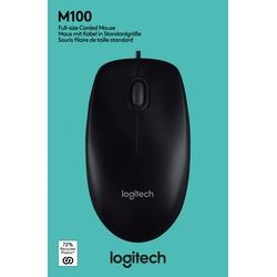 Logitech Maus M100, USB, anthrazit Optisch, 1000 dpi, 3 Tasten, Retail