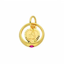 Adelia ́s Kette mit Anhänger Damen 333 Gold Anhänger Taufring mit Rubin Ø 10,6 mm, Schmuckset - Set mit Halskette rot