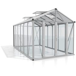 Xxxl Gewächshausbausatz , Alufarben , Metall, Kunststoff, Glas , 258.4x250.4x465.2 cm , Gartenzubehör, Garten- & Gewächshäuser