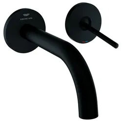 GROHE 2-Loch-Waschtisch-Wandbatterie Atrio 29410, FMS Ausladung 185mm phantom black, 29410KF0 29410KF0