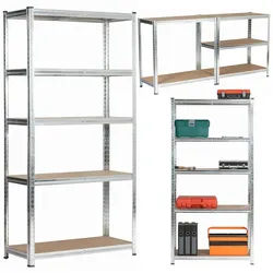 Raumhirsch Furniture Standregal Stabiler Regal aus Metall - Für optimale Aufbewahrung - 90 cm, 2-tlg., Robuste Konstruktion in Silber – Ideal für Garage & Werkstatt silberfarben 90 cm x 180 cm x 40 cm