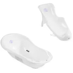 Hylat Baby Babybadewanne Hylat Baby Badewanne Set - für Neugeborene und Babys – Motiv Yeti, (2-teiliges SET, 2-tlg), Babywanne, Sitz – Weiß
