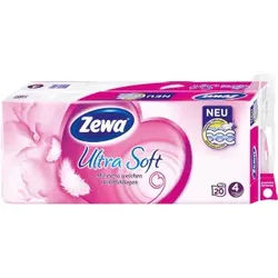 Zewa Ultra Soft Toilettenpapier, 4-lagig, Toilettentuch für den persönlichen Pflegemoment, 1 Paket = 10 Packungen à 2 x 150 Blatt
