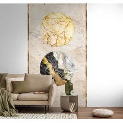 living walls Fototapete Fototapete Marmoroptik mit Steinwand in Beige 1,59x2,80 m
