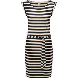 Sommerkleid RAGWEAR "Tagg Stripes", Damen, Gr. XXL (44), Normalgrößen, blau (navy), Material: 50% Viskose, 50% Polyester, figurumspielend ca. Mitte Oberschenkel, tiefer Rundhals, Ärmel ohne Ärmelschlitz, Kleider Sommerkleid, gestreiftes Damen Minikleid mit Taillenband und Taschen