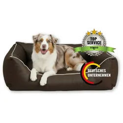 CopcoPet Tierbett Orthopädisches Hundebett / Wendebett Kleine bis Große Hunde, Kunstleder braun 80 cm x 100 cm