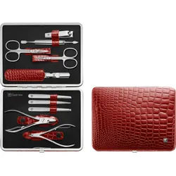Classic Inox Maniküre-Zubehör rot im Etui 10 El.