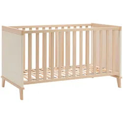 Paidi Gitterbett , Beige , Holz, Holzwerkstoff , Buche , massiv , 76.2x83.3x144.6 cm , Blauer Engel, Goldenes M , zum Juniorbett umbaubar, höhenverstellbar, zum Sitzsofa umbaubar, Aufbauanleitung im Karton, Lattenrost inklusive, Schlupfsprossen , Holzmöbel, Holzbetten, Gitterbetten Holz