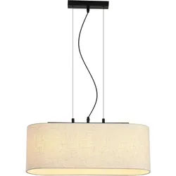 SEARCHLIGHT Pendelleuchte "Hessian 3Lt Pendelleuchte, schwarzes Metall mit Leinenschirm", schwarz, H: 25cm, 1 Stk., Leuchten, Pendelleuchte