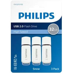 Philips FM32FD70E/00 USB-Stick (USB 2.0, Lesegeschwindigkeit 23,00 MB/s, Shadow Grey®, 32GB, USB2.0, 3er Pack) weiß