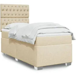 vidaXL Boxspringbett, Boxspringbett mit Matratze Creme 80x200 cm Stoff