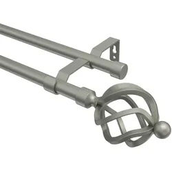 GARDINENSTANGE Olymp Paolo 600 cm (geteilt in 3 x 200 cm), 2-läufig (ohne Ringe), 16 mm Ø Chrom matt