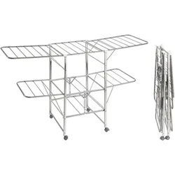 Flügelwäschetrockner MAXIMEX "Modell Mobil", silber (silberfarben), B:186cm H:58cm T:109cm, Edelstahl, ABS-Kunststoff, Polypropylen, Wäscheständer, Wäscheständer mit 2 Etagen und 4 Flügeln, 27 m Trockenlänge, Edelstahl