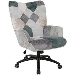 home24 Chefsessel , Braun, Grau, Schwarz, Beige , Metall, Kunststoff, Textil , Patchwork , Drehkreuz , 69x99-106x79 cm , Sitzfläche 360° drehbar , Büromöbel, Bürostühle, Chefsessel