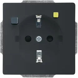 Busch-Jaeger 3120 EUCB-885 Schutzkontakt-Steckdose Safety+ mit Fehlerstrom-Schutzschalter, mit erhöhtem Berührungsschutz, mit Befestigungskrallen, schwarz matt, Plattform 63