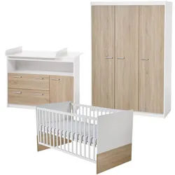 Roba Babyzimmer-Set Gabriella mit breiter Wickelkommode, 3-teilig , Multicolor , Holzwerkstoff , 76x80x142 cm , Babymöbel, Babyzimmer-Sets