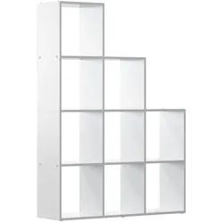 Vicco Treppenregal Aramis Weiß 103.5 x 144 cm 9 Fächer , Weiß, Weiß , Holzwerkstoff , Rechteckig , 103.5x144x29 cm , Wohnzimmer, Raumteiler & Paravents, Raumteiler