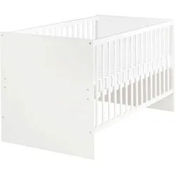 Roba Babybett Anton 70 x 140 cm , Weiß , Holzwerkstoff , Rechteckig , 70x140 cm , Babymöbel & Kindermöbel, Babyzimmer, Babybetten, Gitterbetten
