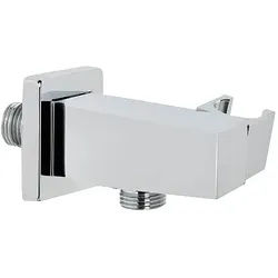 Design-Wandanschlussbogen 90° mit Brausehalter - 30 mm quadratische Ausführung - chrom