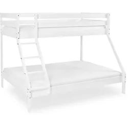 Bubema Maxi – Kinder Etagenbett/Hochbett, Buche massiv, natur oder weiß lackiert - Weiß lackiert