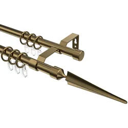 GARDINENSTANGE Olymp Lorenzo 280 cm (geteilt in 2 x 140 cm), 2-läufig, 16 mm Ø Messing Antik