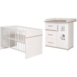 roba® Babymöbel-Set »Moritz«, (Spar-Set, 2 St., Kinderbett, Wickelkommode), mit Kinderbett und schmaler Wickelkommode; Made in Europe Roba® weiß/Luna Elm weiß/Luna Elm