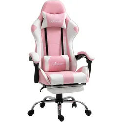 Vinsetto Gamingstuhl, Kunstleder, Pvc, Rosa+Weiß , Multicolor , Kunststoff , 67x127x64 cm , Büromöbel, Bürostühle, Gaming-Sessel