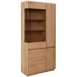 Linea Natura Vitrine , Wildeiche , Holz, Glas , Wildeiche , massiv , 6 Fächer , 95x201x41 cm , Typenauswahl, Beimöbel erhältlich, stehend , Holzmöbel, Holzschränke, Vitrinen Holz, Vitrinenschränke Holz