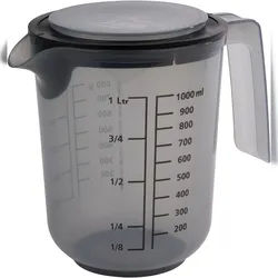 APS Rührbecher mit Deckel - Messbecher mit Maßskalen für Flüssigkeiten (l/ml), Zucker (g) und Mehl (g) / Volumen 1 Liter/Ø 12,5 cm/Höhe 16 cm
