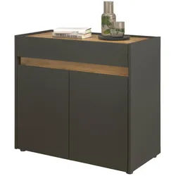 Furn.Design Standcontainer Grau, Eiche Wotan 80 x 70 cm, Büro Kommode mit Stauraum und großem Schubkasten , Kunststoff , Nachbildung,Eiche , Uni, Holz Optik , 1 Fächer , 1 Schubladen , Rechteckig , 80x70x40 cm , FSC 100% , Büromöbel, Schreibtischcontainer, Standcontainer