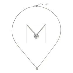 JOBO Kette mit Anhänger Solitär Diamant Brillant 0,15 ct., 14 Karat 585 Weißgold 45 cm silberfarben