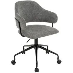 Carryhome Drehstuhl , Grau, Schwarz , Metall, Textil , Drehkreuz , 58x77-85x55 cm , Sitzfläche 360° drehbar, gepolsterte Armlehnen , Büromöbel, Bürostühle, Drehstühle