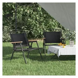 furnicato Campingstuhl Camping-Klappstuhl 54x43x59 cm Schwarz, faltbar und robust (2 St) schwarz 43 cm x 59 cm x 54 cm
