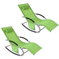 SoBuy Gartenliege OGS28x2, Schaukelstuhl Schaukelliege Strandliege Gartenmöbel, 2 st, Sonnenliege 2 Personen Liegestuhl Gartenliege wetterfest,Outdoor