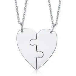 Order & Smile Schmuck Partnerkette Kette für Verliebte: Pärchen Halsketten „Herz“ silberfarben