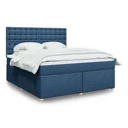 vidaXL Boxspringbett, Boxspringbett mit Matratze Blau 180x200 cm Stoff