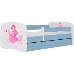 Raumhirsch Furniture Kinderbett 70x140, 80x160, 80x180 cm - Komplettset mit Matratze & Schublade (Bett für Mädchen, Einzelbett Kinder 2–12, mit Rausfallschutz & Lattenrost), verschiedene Farben & Designs blau